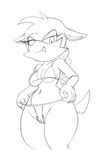 anthro bikini camel_toe clothing female looking_at_viewer low-angle_view pubes solo swimwear tugging_clothing two-piece_swimsuit wide_hips worm's-eye_view fours_(artist) archie_comics sega sonic_the_hedgehog_(archie) sonic_the_hedgehog_(comics) sonic_the_hedgehog_(series) nicolette_the_weasel dipodid jerboa mammal rodent hi_res monochrome