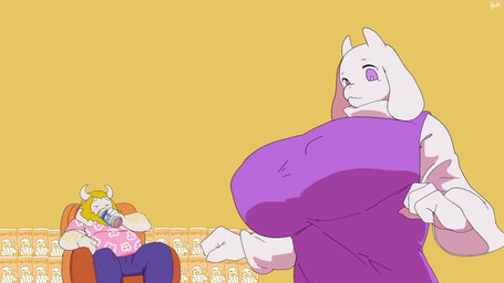 alcohol anthro areola beer beverage big_breasts biped blonde_hair blush blush_lines blush_stickers bodily_fluids breast_play breasts clothed clothing cum cum_on_breasts duo ejaculation erection female fingers frown fur genital_fluids genitals hair horn huge_breasts male male/female nipple_dip nipple_outline penile penis purple_eyes sex sitting sweat titfuck white_body white_fur buta99 thebredfactory_(va) undertale_(series) asgore_dreemurr toriel boss_monster_(undertale) bovid caprine goat mammal 16:9 2026 2d_animation animated digital_media_(artwork) frame_by_frame hi_res short_playtime sound voice_acted webm widescreen