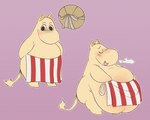 anthro apron apron_only belly belly_overhang big_belly blush breath clothing eyes_closed female huge_belly mammal moomin moominmamma morbidly_obese morbidly_obese_anthro morbidly_obese_female mostly_nude obese obese_anthro obese_female open_mouth overweight overweight_anthro overweight_female pastelgeneticist relieved simple_background solo the_moomins undressing