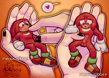 5_fingers anthro balls blush bodily_fluids clothing erection extreme_size_difference fingerjob fingernails fingers footwear genitals gloves hair handjob handwear humanoid_genitalia humanoid_hands humanoid_penis lying male micro nails on_back penile penis sex shoes size_difference solo spread_legs spreading sweat sweatdrop meowwabae sega sonic_the_hedgehog_(series) knuckles_the_echidna echidna human mammal monotreme digital_media_(artwork) hi_res