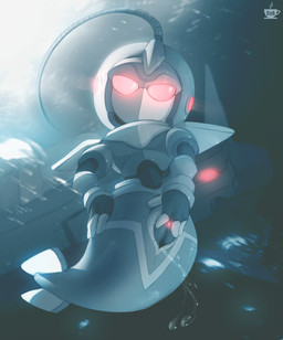 anthro bodily_fluids female genital_fluids genitals glowing glowing_eyes glowing_genitalia machine mouthless red_eyes shoulder_pads simple_background solo split_form spread_vulva spreading underwater vaginal_fluids vulva water young young_female young_humanoid bzeh capcom mega_man_(series) mega_man_zx lurerre_the_abysroid animal_humanoid aquatic aquatic_humanoid humanoid merfolk pseudoroid robot 2023 hi_res