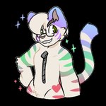 anthro eyewear glasses green_eyes male rainbow_stripes simple_background solo stripes transparent_background zipper skyl4378 trepaura_(character) felid mammal pantherine tiger 1:1 alpha_channel