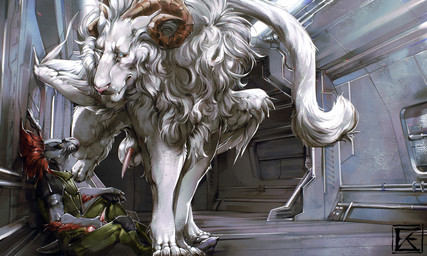 anthro anthro_on_feral balls bestiality bodily_fluids duo erection feral genital_fluids genitals knot male male/male male_on_feral masturbation penile penile_masturbation penis quadruped raised_leg tapering_penis zweikopfeinhorn halo_(series) microsoft xbox_game_studios alien kig-yar luck_dragon scalie t'vaoan 5:3 hi_res