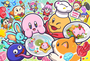 abstract_background ambiguous_gender anniversary big_ears biped bipedal_feral blue_eyes blush blush_stickers cake car-mouth_cake chef_hat clothed clothing confetti dessert electronics eyes_closed female feral fluffy fluffy_tail food fur group hair happy hat headgear headwear insect_wings long_tongue male microphone mouthless multicolored_body multicolored_fur musical_note musical_symbol notched_ear one_eye_closed open_mouth open_smile orange_body orange_fur party_popper pink_body pink_hair plate red_body semi-anthro smile symbol tail tan_body teal_body teal_fur text tongue two_tone_body two_tone_fur white_body white_fur wings unknown_artist kirby's_anniversary kirby_(series) kirby_air_riders kirby_and_the_forgotten_land nintendo bandana_waddle_dee car_mouth_kirby chef_kawasaki elfilin gooey_(kirby) kirby ribbon_(kirby) rick_(kirby) susie_(kirby) alien chinchilla chinchillid cricetid dark_matter_(kirby) hamster humanoid mammal rodent starling_(kirby) starman_(kirby) starry_(kirby) waddle_dee waddling_head 2026 digital_drawing_(artwork) digital_media_(artwork) english_text japanese_description official_art male_(lore)