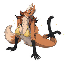 anthro biped breasts claws clothed clothed_anthro clothed_female clothing countershade_torso countershading feet female fingers front_view fur hair navel paws simple_background smile solo teeth toes tongue nulia golden_week laura_(nulia) canid canine mammal maned_wolf 2026 digital_drawing_(artwork) digital_media_(artwork) hi_res