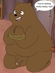 anthro balls black_nose bound brown_body dialogue foreskin genitals humanoid_genitalia humanoid_penis male overweight overweight_male penis rope solo text thick_neck thevillager cartoon_network we_bare_bears grizzly_(we_bare_bears) bear brown_bear grizzly_bear mammal ursine 2022 3:4 english_text hi_res