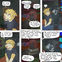 6_panel_comic anthro black_clothing black_sclera black_shirt black_topwear blue_eyes brown_eyes cigarette clothing dialogue ears_down furniture group hands_on_lap logo male marijuana_blunt name_in_dialogue on_sofa page_number pivoted_ears profanity sad shirt sitting sitting_on_sofa smoking smoking_cigarette sofa speech_bubble text topwear trio yellow_eyes kriek_wildebeest jeremy_(kriek_wildebeest) ravi_(kriek_wildebeest) tom_(kriek_wildebeest) border_collie canid canine canis collie domestic_dog herding_dog husky hybrid mammal nordic_sled_dog pastoral_dog portuguese_water_dog sheepdog spitz wolf 1:1 artist_logo comic english_text hi_res multiple_scenes