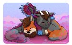 chibi duo feral male male/male tail wings cynthiafeline mythology kevkazoo sven canid canine dragon fox mammal mythological_creature mythological_scalie scalie absurd_res hi_res