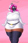 absolute_territory belt big_breasts breasts clothing dark_body dark_skin female female_humanoid fuse hair hood legwear motion_lines not_furry pigtails pink_background pink_hair robe simple_background slightly_chubby slightly_chubby_female slightly_chubby_humanoid solo stockings thick_thighs wide_hips fimif mario_bros nintendo shy-bomb bob-omb bomb_humanoid humanoid hybrid living_bomb shyguy absurd_res hi_res