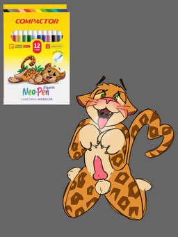 ahegao animal_genitalia animal_penis anthro art_supplies bodily_fluids brazil brazilian genital_fluids genitals grey_background kneeling leopard_spots looking_pleasured male mismatched_animal_penis mismatched_genitalia mismatched_penis penis pens precum simple_background solo spots tongue tongue_out young young_anthro young_male mailobean felid jaguar mammal pantherine 3:4 hi_res