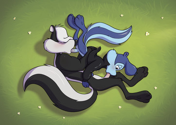 3_toes 69_position anthro anthro_on_anthro anthro_penetrated anthro_penetrating anthro_penetrating_anthro balls big_tail biped black_body black_clothing black_jacket black_nose black_topwear bottomless clothed clothing countershade_face countershade_torso countershading duo feet fellatio genitals grass hair hair_over_eyes jacket jacket_only leather leather_clothing leather_jacket leather_topwear looking_at_another looking_at_partner looking_pleasured lying male male/male male_penetrated male_penetrating male_penetrating_male nude on_side oral outside outside_sex penetration penile penile_penetration penis plant plantigrade purple_body purple_hair sex tail toes tongue topwear topwear_only white_body white_hair minum looney_tunes tiny_toon_adventures warner_brothers johnny_pew pitu_le_pew mammal mephitid skunk striped_skunk 2025 absurd_res hi_res cousins_(lore) incest_(lore)