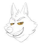 anthro cheek_tuft facial_tuft fur grin head_tuft male male_anthro smile solo tuft yellow_eyes reallydarkandwindie dreamworks the_bad_guys mr._wolf_(the_bad_guys) canid canine canis mammal wolf 2021 digital_drawing_(artwork) digital_media_(artwork) headshot_portrait low_res portrait sketch