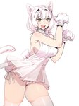 breasts clothing female gloves green_eyes hair handwear legwear panties side_boob simple_background solo thigh_highs underwear white_background white_hair bow_(artist) animal_humanoid cat_humanoid felid felid_humanoid feline feline_humanoid humanoid mammal mammal_humanoid 2019