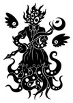 2016 ambiguous_gender arm_spikes black_and_white bow_ribbon clothed clothing digital_drawing_(artwork) digital_media_(artwork) dress elbow_spikes eldritch_abomination feral floating_wings front_view full-length_portrait hi_res holding_wand magic_wand magical_girl_outfit monochrome multi_eye neck_ribbon portrait pupils scp-2006-j-1 scp-2006-j-3 scp_foundation silhouette simple_background slit_pupils solo spiked_tentacles spikes spikes_(anatomy) sunnyclockwork tentacle_arms tentacle_creature tentacles white_background wing_eyes wings