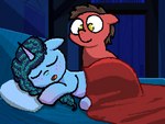 bed bedroom blue_body blue_hair blush brown_hair canon_x_oc daww duo eyes_closed female feral freckles furniture hair heart_symbol horn inside kissing kissing_cheek lying male male/female red_body smile solo_focus under_covers sluttershy banned_from_equestria hasbro mlp_g5 my_little_pony mythology big_brian misty_brightdawn_(mlp) earth_pony equid equine horse mammal mythological_creature mythological_equine pony unicorn 2022 4:3 animated digital_media_(artwork) pixel_(artwork) pixel_animation short_playtime