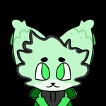 anthro black_eyebrows cheek_tuft clothed clothed_male clothing ear_markings ear_tuft eyebrows facial_markings facial_tuft fluffy fur green_body green_clothing green_eyes green_fur green_inner_ear_fluff head_markings head_tuft hood hoodie inner_ear_fluff inner_ear_markings looking_at_viewer male markings no_shading simple_background smile smiling_at_viewer solo text text_on_clothing topwear tuft nagonish noodle_(nagonish) domestic_cat felid feline felis mammal 1:1 alpha_channel bust_portrait portrait