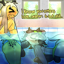 anthro balls big_balls big_penis bikini blush clothing duo erection fellatio femboy freckled_face freckled_hips freckles genitals male male/male oral penile penis sex swimming_pool swimwear two-piece_swimsuit underwater underwater_blowjob underwater_sex water oxyoxyoxyox mina_(minalinsky) toffee_(oxyoxyoxyox) deer mammal mustelid otter 1:1 2025 digital_media_(artwork) hi_res