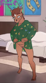 anthro bottomless bottomless_female breasts clothed clothing clothing_lift dress dress_lift female flashing genitals looking_at_viewer nipples one_eye_closed pussy solo translucent translucent_clothing translucent_dress wink winking_at_viewer zlatdesign_(artist) bojack_horseman netflix hollyhock_(bojack_horseman) equid equine horse mammal animated no_sound short_playtime webm