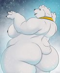 anthro big_breasts big_butt black_lips black_nipples blue_eyes breasts butt claws female huge_butt lips nipples overweight overweight_anthro overweight_female rear_view simple_background snow solo thick_neck ben300 ocaritna glacia_(ben300) bear mammal polar_bear ursine hi_res