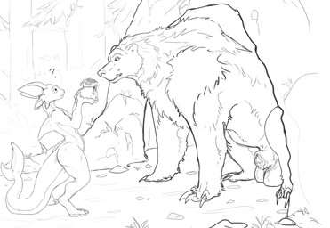5_fingers 5_toes 6_ears anatomically_correct anatomically_correct_genitalia anatomically_correct_penis animal_genitalia animal_penis anthro balls balls_on_ground bear_ears big_balls big_ears biped claws den detailed_background digitigrade dolphin_tail dorsal_fin duo feet feral fin finger_claws fingers fish_tail flaccid food forest forest_background fur genitals gift hair holding_gift holding_object larger_feral larger_male licking licking_lips looking_at_another male male/male male_anthro male_feral mane mane_hair multi_ear nature nature_background nude offering_food offering_gift offering_to_another outside pawpads paws penis penis_tip plant plantigrade pupils quadruped scales sheath short short_ears short_fur sitting size_difference small_ears smaller_anthro smaller_male standing tail thick_penis three-quarter_view toe_claws toes tongue tongue_out tree ursine_ears ursine_genitalia ursine_penis vein veiny_penis sephrendemon mythology kuruk_(character) yat_(oceansend) bear brown_bear grizzly_bear kobold mammal mythological_creature mythological_scalie reptile scalie ursidae ursine 2025 absurd_res digital_drawing_(artwork) digital_media_(artwork) hi_res monochrome sketch