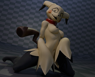 anthro breasts clothing collar cute_fangs fangs female legwear looking_at_viewer pokemorph pose posed seam_(sewing) simple_background size_difference slim slim_anthro small_breasts small_waist smaller_female smile solo stockings teeth ponlab warfaremachine_(modeler) nintendo pokemon mimi_(sealer4258) generation_7_pokemon ghost mammal mimic mimikyu mouse murid murine pokemon_(species) rodent spirit 3d_(artwork) blender_(artwork) digital_media_(artwork)