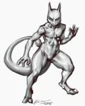 2_toes 3_fingers featureless_crotch feet fingers looking_at_viewer male nude simple_background solo standing toes white_background daryabler nintendo pokemon generation_1_pokemon legendary_pokemon mewtwo pokemon_(species) greyscale hi_res monochrome sketch