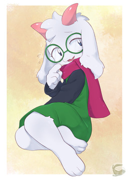 2_horns 3_toes 4_fingers anthro barefoot black_sleeves clothed clothed_anthro clothed_male clothing eyewear feet fingers floppy_ears fully_clothed fully_clothed_anthro fully_clothed_male fur glasses green_clothing green_eyewear green_glasses green_robe horn lop_ears male paws pink_horn pink_scarf robe round_glasses scarf solo toes white_body white_fur mochiri deltarune undertale_(series) ralsei bovid caprine goat mammal absurd_res hi_res