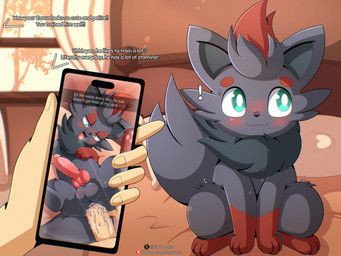 anal anal_penetration animal_genitalia animal_penis bestiality black_body black_fur black_nose blush bodily_fluids canine_genitalia canine_penis caption cum cum_in_ass cum_inside duo ejaculation erection eyebrows feral feral_penetrated first_person_view fur genital_fluids genitals green_eyes human_on_feral human_penetrating human_penetrating_feral human_pov interspecies knot larger_male looking_pleasured male male/male male_penetrated male_penetrating male_penetrating_male pawpads penetration penile penile_penetration penis penis_in_ass pov_hands red_body red_fur ruined_reputation sex size_difference smaller_male smaller_penetrated smile spread_legs spreading text tongue cloudeon nintendo pokemon generation_5_pokemon human mammal pokemon_(species) zorua absurd_res hi_res