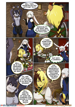 anthro blush bound collar crossdressing_male femboy inside male open_mouth patreon_logo patreon_username standing text sollyz patreon canid canine canis felid lagomorph leporid lion mammal pantherine rabbit wolf 2021 comic english_text url