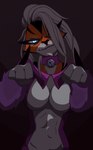 abs anthro breasts clothing collar crossgender female fur glowing glowing_eyes hair orange_body orange_fur solo white_body white_fur white_hair fagstain_(artist) ben_10 cartoon_network rath_(ben_10) alien appoplexian felid feline mammal hi_res