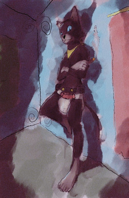 anthro cigar clean_diaper clothed clothing diaper fur looking_at_viewer male smile solo tail wearing_diaper lowpass atlus megami_tensei persona_(series) persona_5 sega morgana_(persona) domestic_cat felid feline felis mammal digital_media_(artwork)