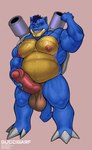 anthro balls big_balls big_penis blastoise blue_body body_hair chest_hair claws daddyfication digital_media_(artwork) elemental_creature erection facial_piercing foreskin generation_1_pokemon genitals guccigarf hair hairy hi_res huge_balls huge_penis humanoid_genitalia humanoid_penis hyper hyper_genitalia hyper_penis looking_at_viewer male muscular muscular_male nintendo nipples nose_piercing nude penis piercing pokemon pokemon_(species) pubes reptile scalie shell shoulder_cannon simple_background solo turtle