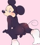 anus blush bodily_fluids clothing erection footwear footwear_only genitals kneeling looking_back male mostly_nude nude penis socks socks_only solo sweat tail bubblecat disney mickey_mouse mammal mouse murid murine rodent hi_res