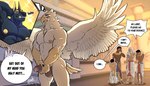 anthro being_watched blush clothed clothing duo embarrassed feathers foreskin genitals group humanoid_genitalia humanoid_penis looking_at_another male male/male masturbation muscular muscular_anthro muscular_male nipples nude pecs penile penile_masturbation penis public public_masturbation solo text ilikeanubis egyptian_mythology middle_eastern_mythology mythology anubis horus anubian_jackal avian bird canid canine canis deity falcon falconid human hybrid jackal mammal absurd_res artist_name hi_res