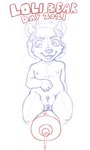 anthro anus clitoral_hood clitoris erect_clitoris female flat_chested genitals kneeling nipples open_mouth pussy solo syringe text young young_anthro young_female shigoto ambrosia bear mammal 2021 absurd_res english_text hi_res sketch