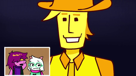 2_horns anthro biped black_background clothed clothing cowboy cowboy_hat cutaway death eyewear female female_anthro floppy_ears flower fur glasses group hair hair_over_eye hanged hat headgear headwear horn looking_at_viewer male male_anthro pink_body pink_hair pink_horn pink_scales plant scales scarf shocked simple_background smile smiling_at_viewer snout suicide trio video_call wearing_glasses white_body white_fur yellow_sclera sea_skull deltarune undertale_(series) ralsei susie_(deltarune) yellow_(deltarune) bovid caprine darkner elemental_creature flora_fauna flower_creature goat human mammal scalie seven_flowers 16:9 2026 animated digital_drawing_(artwork) digital_media_(artwork) english_audio english_description frame_by_frame short_playtime sound video widescreen