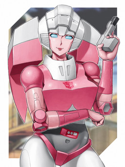 blue_eyes curvy_figure female machine metallic_body not_furry pink_body smile solo skylock hasbro takara_tomy transformers arcee cybertronian humanoid robot robot_humanoid 2021 3:4 hi_res