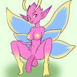 balls breasts crouching feet flaccid freckles genitals gynomorph humanoid_genitalia humanoid_penis intersex nipples penis pink_body solo yellow_eyes yellow_nipples fourssss hi-rez_studios paladins_(game) willo_(paladins) fairy humanoid 1:1 hi_res