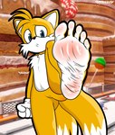 2_tails 5_toes anthro barefoot big_feet blush body_blush feet fluffy fluffy_chest foot_blush foot_fetish foot_focus fur humanoid_feet looking_away male multi_tail outside plantigrade soles solo spread_toes tail toes two_tone_feet white_soles wrinkled_feet wrinkles yellow_body elricalde sega sonic_the_hedgehog_(series) miles_prower canid canine fox mammal hi_res