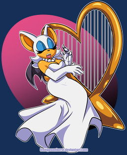 anthro armwear bat_wings breasts cleavage clothed clothing dress elbow_gloves eyes_closed female gem gloves handwear harp heart_symbol jewelry membrane_(anatomy) membranous_wings musical_instrument necklace pearl_(gem) pearl_necklace plucked_string_instrument singing solo string_instrument wings omegasunburst sega sonic_the_hedgehog_(series) rouge_the_bat bat mammal alpha_channel