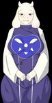 anthro blush blush_lines clothed clothing delta_rune_(emblem) dress female looking_at_viewer red_eyes simple_background solo symbol symbol_on_clothing transparent_background worldofpaint undertale undertale_(series) toriel boss_monster_(undertale) bovid caprine goat mammal alpha_channel hi_res