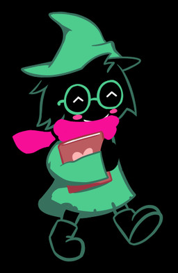 black_background black_body black_fur blush book clothed clothing eyewear fur glasses happy hat headgear headwear heart_symbol male red_scarf robe scarf simple_background smile solo krackdown9 deltarune undertale_(series) ralsei bovid caprine darkner goat mammal 2018