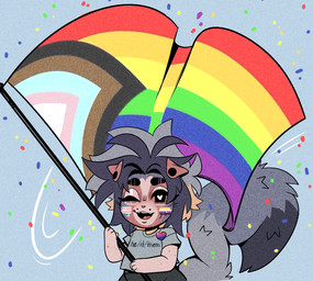 angelbite_piercing anthro bisexual_pride_colors blonde_highlights blue_background blue_body blue_fur blue_hair brown_body brown_fur ear_piercing facial_piercing fur gauged_ear hair highlights_(coloring) lgbt_pride lip_piercing male nonbinary_pride_colors one_eye_closed open_mouth open_smile orange_sclera piercing pride_colors progress_pride_colors simple_background smile solo stud_piercing tan_body tan_fur text transgender_pride_colors sparkibarki lgbt_pride_month sparki canid canine canis domestic_dog herding_dog mammal pastoral_dog sheepdog shetland_sheepdog english_text hi_res nonbinary_(lore) trans_(lore) trans_man_(lore)