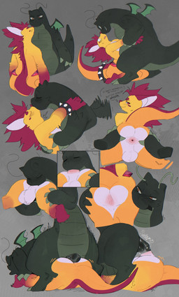 anal anthro anus biped black_body butt dialogue duo erection fur genitals kissing male male/male male_penetrated male_penetrating male_penetrating_male oral penetration penile penile_penetration penis rear_view red_body red_fur rimming sex speech_bubble tail text wings goonie-san nintendo pokemon goon_(goonie_san) roy_(chuki) chuki dragonite generation_1_pokemon pokemon_(species) absurd_res hi_res
