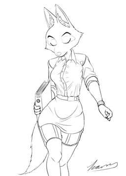 anthro biped bottomwear breasts clothed clothed_anthro clothed_female clothing eyebrow_piercing eyes_closed facial_piercing female female_anthro feminine_pose front_view fur legwear medium_breasts mouth_closed office_clothing office_lady orange_body orange_fur piercing shirt skirt slim solo stockings straps tail tight_clothing topwear walking wide_hips ikaruss_draws dreamworks the_bad_guys diane_foxington canid canine fox mammal absurd_res black_and_white digital_drawing_(artwork) digital_media_(artwork) hi_res line_art monochrome signature