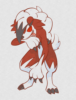3_claws abstract_background ambiguous_gender anthro claws ear_markings feet floppy_ears fur gloves_(marking) hair markings multicolored_body multicolored_fur pupils red_body red_ears red_eyes red_pupils red_sclera simple_background snout solo standing teeth toe_claws tongue tongue_out white_background white_body white_hair white_legs momensarada nintendo pokemon generation_7_pokemon lycanroc midnight_lycanroc pokemon_(species) 2022 colored full-length_portrait hi_res portrait
