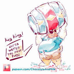 anthro arm_hair black_nose blue_clothing blue_shirt blue_t-shirt blue_topwear body_hair bottomwear brown_bottomwear brown_clothing brown_shorts clothed clothing eyes_closed front_view fur holding_barrel male male_anthro mouth_closed obese obese_anthro obese_male overweight overweight_anthro overweight_male patreon_logo red_tongue shirt shorts simple_background solo speech_bubble standing t-shirt text tongue tongue_out topwear white_background white_body white_fur yellow_body yellow_fur chocolateandmilk patreon richard_(chocolateandmilk) canid canine canis domestic_dog mammal 1:1 2024 dated english_text full-length_portrait hi_res portrait signature url
