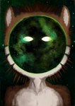 abstract_art anthro brown_body brown_fur cosmic_background countershading empty_eyes fur glowing glowing_eyes green_eyes looking_at_viewer male sky solo star starry_background starry_sky zeptophidia disco_elysium inland_empire_(disco_elysium) yamada_(waheyshet) cougar felid feline mammal digital_media_(artwork) digital_painting_(artwork) hi_res