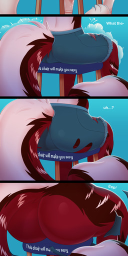 anthro big_butt body_expansion butt butt_expansion chair cursed_object expansion fur furniture growth male_to_female nude sitting solo text thick_thighs transformation transformation_sequence wide_hips sjevi digital_drawing_(artwork) digital_media_(artwork) english_text hi_res