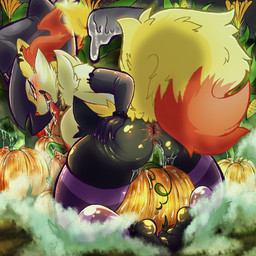 3_toes 5_fingers anthro anthro_penetrated anus arm_tuft armwear bent_over big_breasts big_tail biped black_armwear black_clothing black_elbow_gloves black_gloves black_handwear bodily_fluids breasts butt candle cheek_tuft clothing digitigrade dipstick_tail drooling ear_piercing elbow_gloves eyelashes facial_tuft feet female female_anthro female_penetrated feral fingers fire fluffy fluffy_tail fur genital_fluids genitals gloves hand_on_butt hand_on_own_butt handwear hat headgear headwear hip_tuft holidays improvised_sex_toy inner_ear_fluff kneeling legwear looking_at_viewer looking_back looking_back_at_viewer markings masturbation mostly_nude_anthro mostly_nude_female multicolored_body multicolored_fur nipples object_penetration open_mouth open_smile orange_body orange_eyes orange_fur orange_inner_ear_fluff orange_nose orange_tail_tip pattern_clothing pattern_legwear pattern_thigh_highs pawpads penetrated_by_pumpkin penetration piercing pink_nipples pointy_ears pokemorph presenting presenting_hindquarters prick_ears pumpkin_fucking purple_clothing purple_legwear purple_thigh_highs rear_view saliva shoulder_tuft skindentation smile snout solo striped_clothing striped_legwear striped_thigh_highs stripes tail tail_markings teeth thick_thighs thigh_highs toes tongue tongue_out tuft two_tone_tail vaginal vaginal_fluids vaginal_masturbation vaginal_penetration vulva white_body white_fur witch_hat yellow_body yellow_fur yellow_tail hirothedragon halloween nintendo pokemon braixen canid generation_6_pokemon mammal pokemon_(species) 1:1 2025 colored digital_drawing_(artwork) digital_media_(artwork) full-length_portrait hi_res portrait shaded